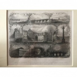 Paris: 9 Ansichten auf 1 Blatt - Stahlstich, 1850