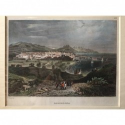 Barcelona: Gesamtansicht - Stahlstich, 1850