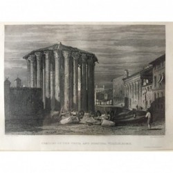 Rom, Gesamtansicht: Temple of the Vesta and Fortuna Virillis, Rome - Stahlstich, 1831