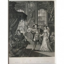 Hogarth: König Heinrich VIII. und Anna Boleyne - Stahlstich, 1833