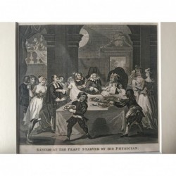 Hogarth: Sancho at the feast starved by his physican - Stahlstich, 1833