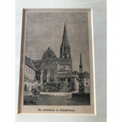 Aschaffenburg: Stiftskirche - Holzstich, 1880