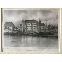 Offenbach: Ansicht Schloß - Stahlstich, 1850