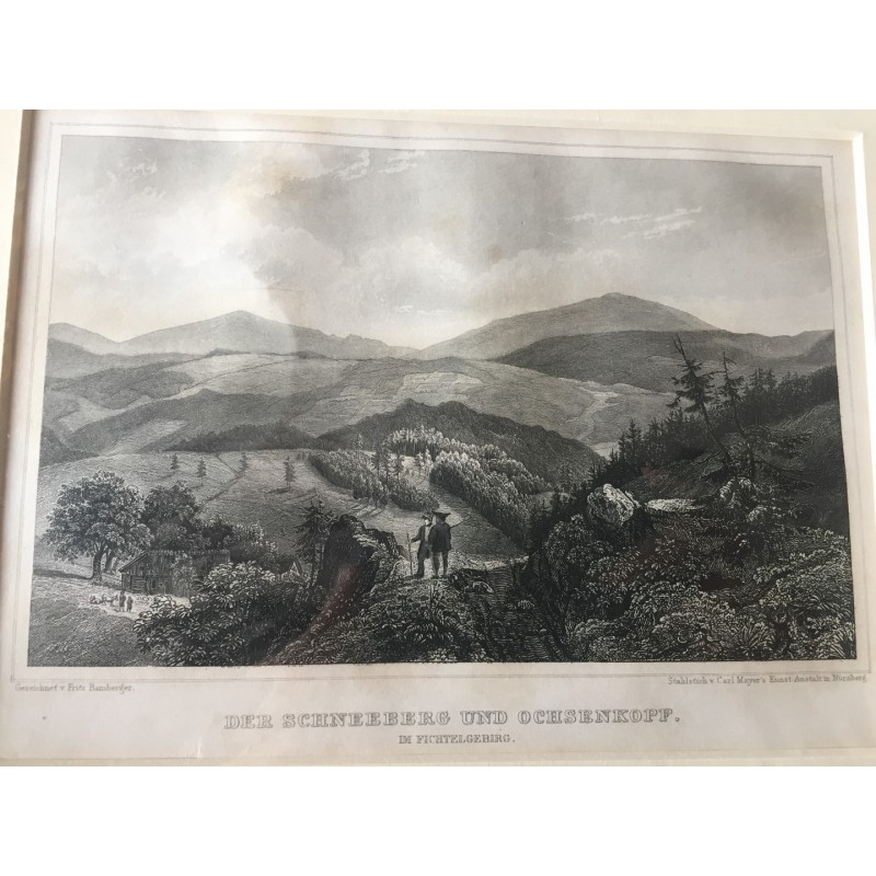 Schneeberg und Ochsenkopf: Ansicht - Stahlstich, 1850