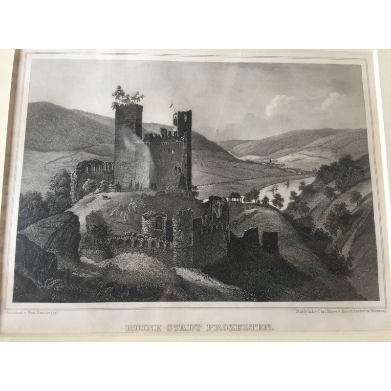 Ruine Stadtprozelten: Ansicht - Stahlstich, 1850