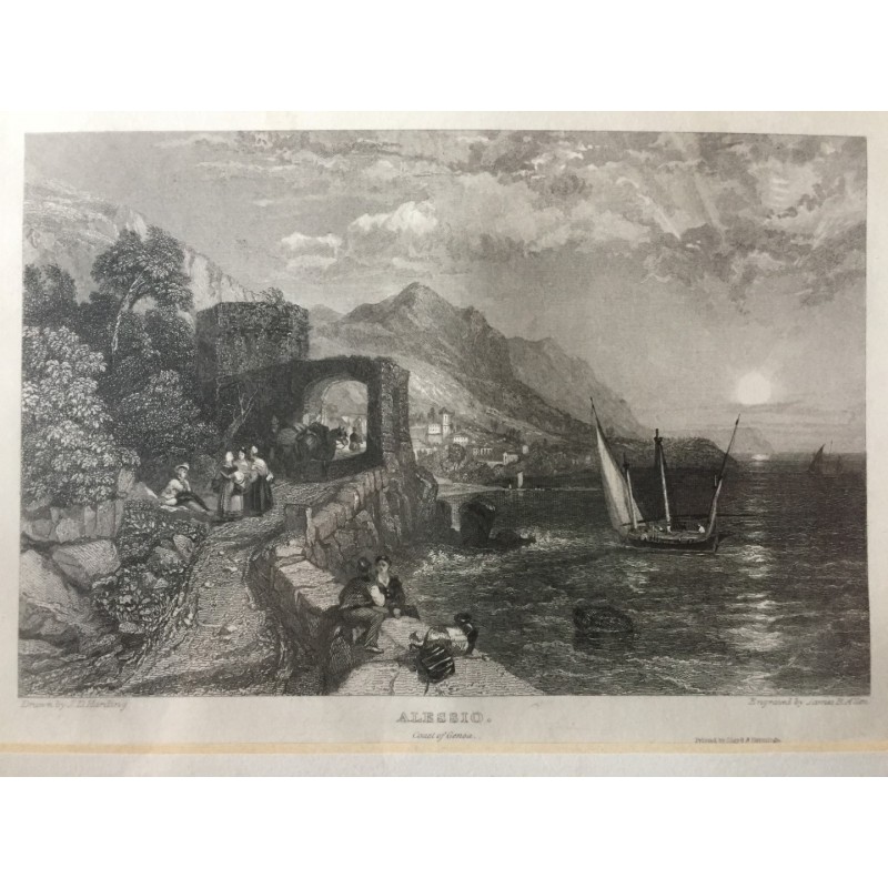 Alassio, Gesamtansicht: Alessio, Coast of Genoa - Stahlstich, 1833