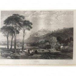 Trevi, Gesamtansicht - Stahlstich, 1833