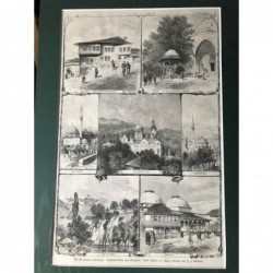 Sarajewo: 7 Ansichten - Holzstich, 1878
