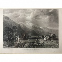 La Magra, Gesamtansicht: La Magra near Sarsana, Coast of Genoa - Stahlstich, 1833