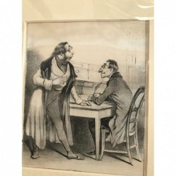 Daumier: geschäftl. Angelegenheit - Lithographie, 1840