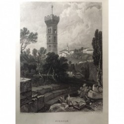 Fiesole, Gesamtansicht - Stahlstich, 1833
