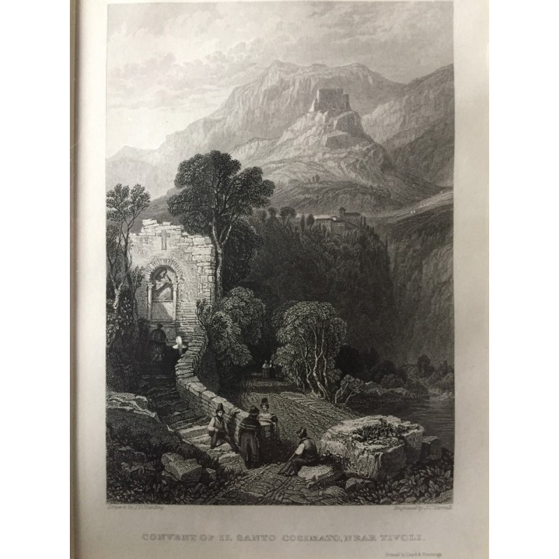 Santo Cosimato, Gesamtansicht: Convent of il Santo Cosimato near Tivoli - Stahlstich, 1833