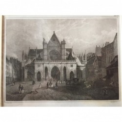 Paris: Ansicht der Kirche St. Sulpice d'Auxerre - Stahlstich, 1860