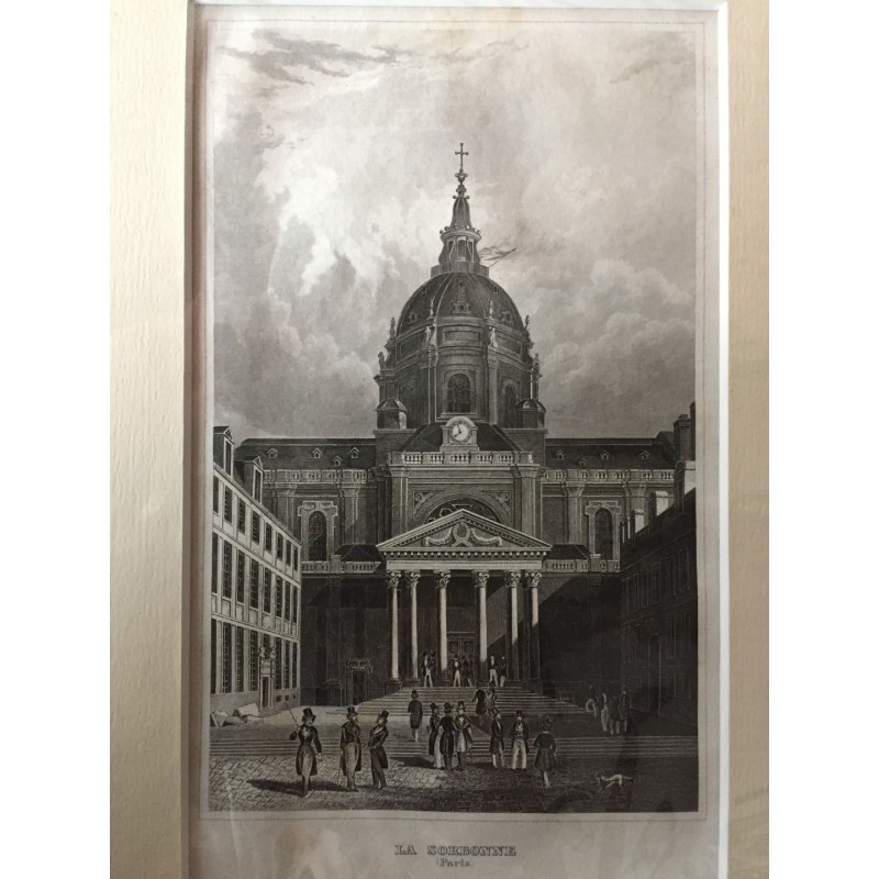 Paris: Ansicht der Sorbonne - Stahlstich, 1860