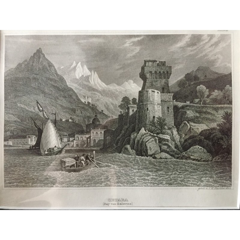 Cetara: Ansicht - Stahlstich, 1847