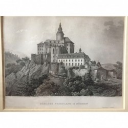 Schloß Friedland: Gesamtansicht - Stahlstich, 1860