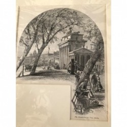 Berlin: Ansicht Brandenburger Tor - Holzstich, 1878