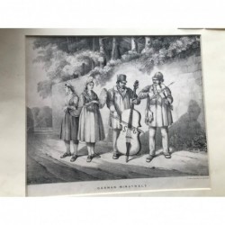 Deutsche Balladensänger - Lithographie, 1840