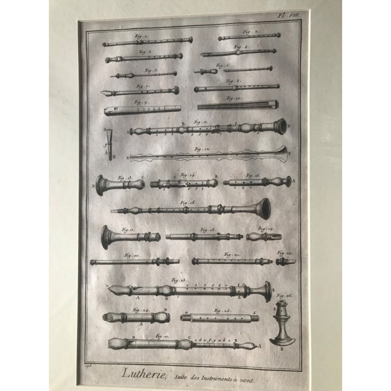 Musik: Blasinstrumente - Kupferstich, 1780