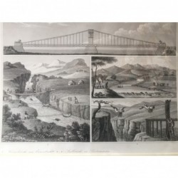 Brückenbau: 4 Abb. - Stahlstich, 1850
