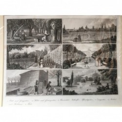 Gartenbau, 6 Ansichten - Stahlstich, 1850