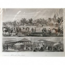 Markt: 3 Ansichten - Stahlstich, 1850