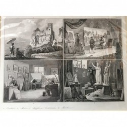 Kunst: 4 Ansichten - Stahlstich, 1850