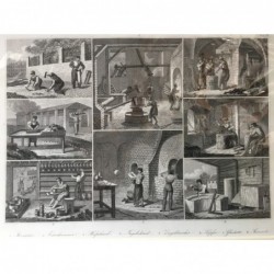 Berufe: 7 Ansichten - Stahlstich, 1850