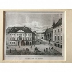 Graz: Ansicht Theater - Stahlstich, 1850