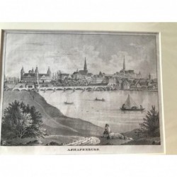 Aschaffenburg, Gesamtansicht - Lithographie, 1839