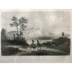 Sachsenstein, Gesamtansicht - Stahlstich, 1857