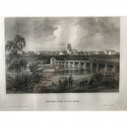 Wittenberg, Gesamtansicht: Wittenberg an der Elbe - Stahlstich, 1850