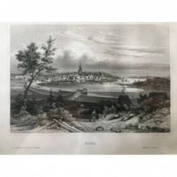 Kiel, Gesamtansicht - Stahlstich, 1850