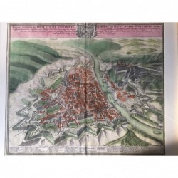 Würzburg, Vogelschauansicht: Accurate Vorstellung der Hoch Fürst. Bischöfl. Residenz. - Kupferstich, 1723