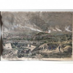 Würzburg, Gesamtansicht: Würzburg während der Beschießung - Holzstich, 1870