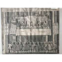 Frankfurt/M., Innenansicht: Leop. I. mit den Erzbischöfen auf der Empore - Kupferstich, 1770