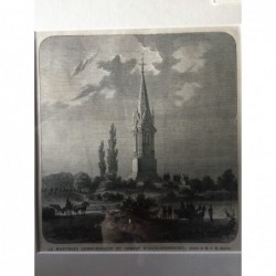 Aschaffenburg: Ansicht Österreicher Denkmal - Holzstich, 1880