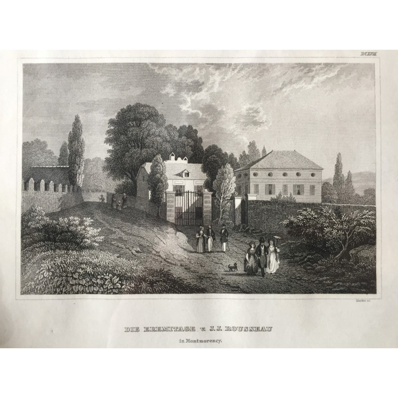 Montmorency, Gesamtansicht: Die Eremitage v. J. J. Rousseau in Monmorency - Stahlstich, 1850