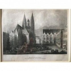 Braunschweig: Teilansicht - Stahlstich, 1859