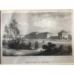 München: Ansicht Schleißheim - Stahlstich, 1850