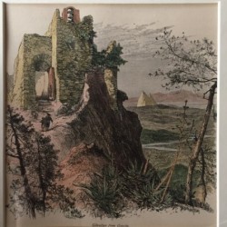 Gaucin, Teilansicht, Blick auf Gibraltar - Holzstich, 1878