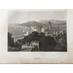 Malaga: Ansicht - Stahlstich, 1860