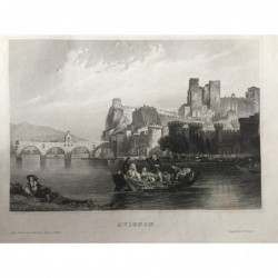 Avignon: Teilansicht - Stahlstich, 1860
