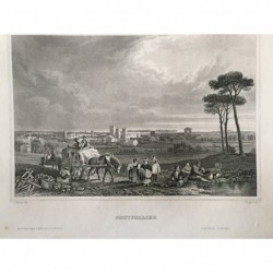 Montpellier: Gesamtansicht - Stahlstich, 1860