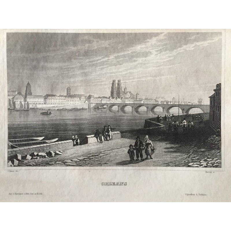 Orleans: Teilansicht - Stahlstich, 1860