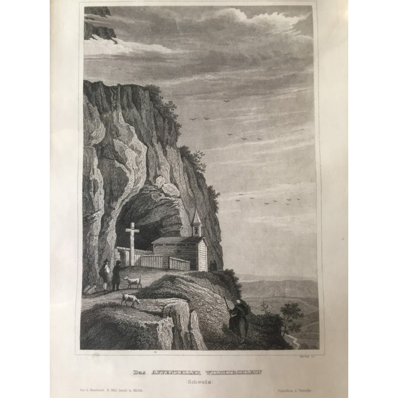 Das Appenzeller Waldkirchlein, Ansicht - Stahlstich, 1850