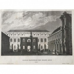 Paris: Ansicht ecole nationale des beaux arts - Stahlstich, 1860