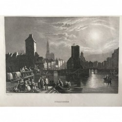 Straßburg: Teilansicht - Stahlstich, 1860