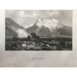 Grindelwald: Ansicht Jungfrau - Stahlstich, 1860