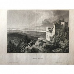 Burg Baden: Ansicht - Stahlstich, 1860